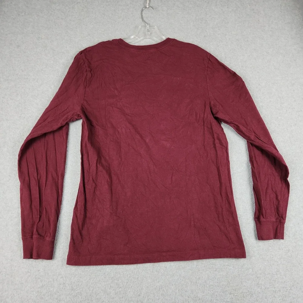 Nike T-Shirt‎ Mens Medium Maroon Spell Out Just Do It Long Sleeve Crew Neck Tee